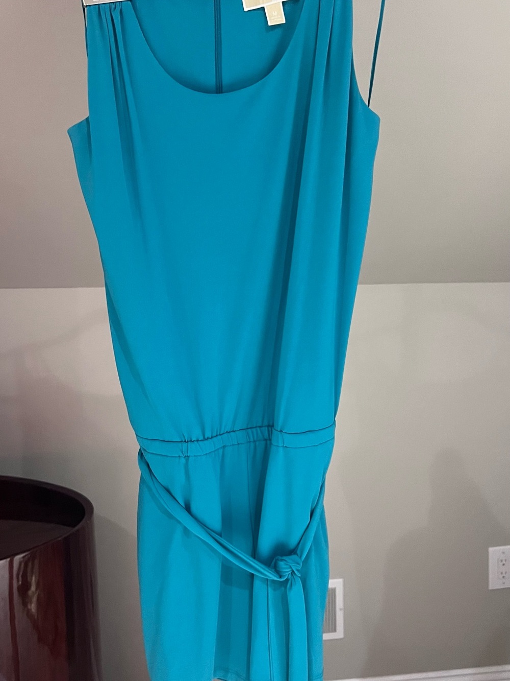 Michael Kors Teal Sleeveless Romper with Waist Tie